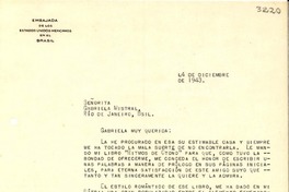 [Carta] 1943 dic. 4, Brasil [a] Gabriela Mistral, Río de Janeiro