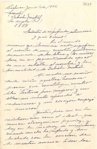 [Carta] 1946 jun., Pachuca, [México] [a] Gabriela Mistral, Los Ángeles, California, Estados Unidos