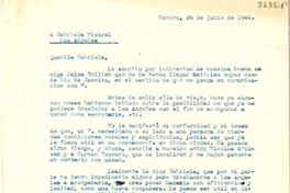 [Carta] 1946 jun. 26, México [a] Gabriela Mistral