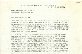 [Carta] 1946 dic. 14, México D.F [a] Gabriela Mistral, Monrovia, California
