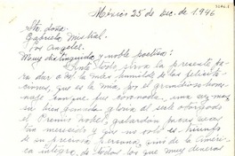 [Carta] 1946 dic. 25, México [a] Gabriela Mistral, Los Ángeles