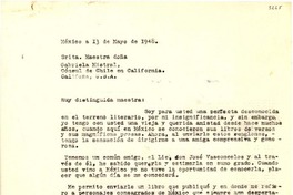 [Carta] 1948 mayo 13, México [a] Gabriela Mistral, California, [EE.UU.]