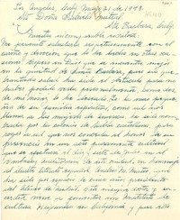 [Carta] 1948 mayo 21, Los Angeles, California, [EE.UU.] [a] Gabriela Mistral, Santa Bárbara, California, [EE.UU.]