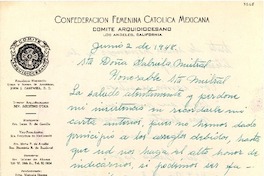 [Carta] 1948 jun. 2, Los Angeles, California, [EE.UU.] [a] Gabriela Mistral