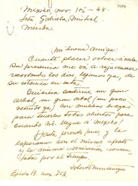 [Carta] 1948 nov. 15, México D.F [a] Gabriela Mistral