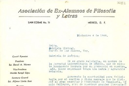 [Carta] 1948 dic. 4, México D.F [a] Gabriela Mistral, México