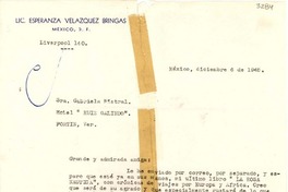 [Carta] 1948 dic. 6, México [a] Gabriela Mistral