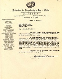 [Carta] 1949 ene. 13, Monterrey, México [a] Gabriela Mistral, Hotel Ruíz Galindo, Fortín [de las Flores], Ver., [México]