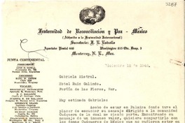 [Carta] 1948 dic. 12, Monterrey, México [a] Gabriela Mistral, Veracruz