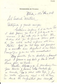 [Carta] 1948 dic. 15, Mérida [a] Gabriela Mistral