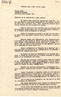 [Carta] 1948 dic. 18, Pachuca, [México] [a] Gabriela Mistral, Veracruz
