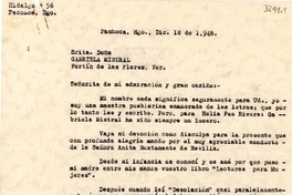 [Carta] 1948 dic. 18, Pachuca, [México] [a] Gabriela Mistral, Veracruz