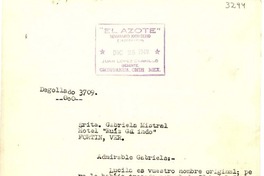 [Carta] 1948 dic. 25, México [a] Gabriela Mistral, Veracruz