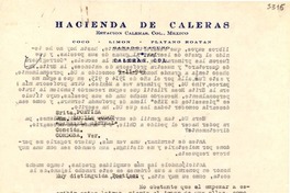 [Carta] 1949 feb. 9, Estación Caleras, Col., México [a] Gabriela Mistral, Córdoba, Ver., [México]