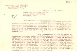 [Carta] 1949 feb. 12, Veracruz [a] Gabriela Mistral, Veracruz
