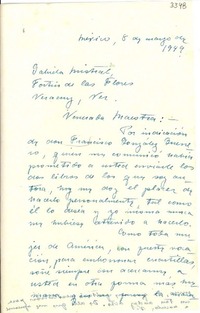 [Carta] 1949 mayo 8, México, D. F. [a] Gabriela Mistral, Fortín de las Flores, Veracruz, Ver., [México]
