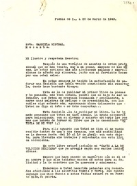 [Carta] 1949 mar. 28, Puebla [a] Gabriela Mistral, Veracruz