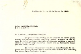 [Carta] 1949 mar. 28, Puebla [a] Gabriela Mistral, Veracruz