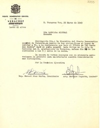 [Carta] 1949 mar. 29, Veracruz [a] Gabriela Mistral, Mocambo