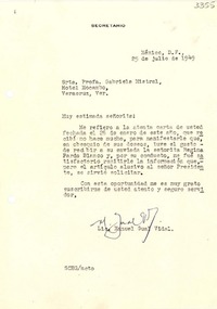 [Carta] 1949 jul. 25, México, D. F. [a] Gabriela Mistral, Hotel Mocambo, Veracruz, Ver., [México]