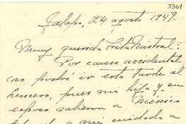 [Carta] 1949 ago. 24, Jalapa, [México] [a] Gabriela Mistral