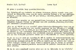 [Carta] 1949 sept. 14, México D.F [a] Gabriela Mistral