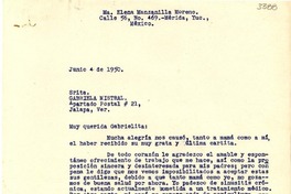 [Carta] 1950 jun. 4, Mérida, Yuc., México [a] Gabriela Mistral, Jalapa, Ver., [México]