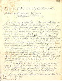 [Carta] 1949 sept. 23, México D.F [a] Gabriela Mistral, Veracruz