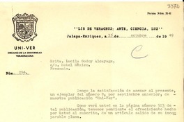 [Carta] 1949 oct. 15, Jalapa, [México] [a] Lucila Godoy