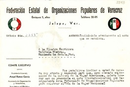 Oficio N° 2355, 1950 jul. 26, Jalapa, Ver., [México] [a] Gabriela Mistral, Hacienda La Orduña, Ver., [México]