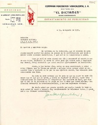 [Carta] 1950 ago. 1, Veracruz, Ver., [México] [a] Gabriela Mistral, Jalapa, Ver., [México]