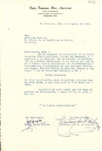 [Carta] 1950 ago. 9, H. Veracruz, Ver., [México] [a] Gabriela Mistral, H. Cónsul de la República de Chile