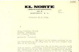 [Carta] 1949 nov. 11, Monterrey [a] Gabriela Mistral, Los Ángeles, California