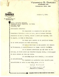 [Carta] 1950 oct. 2, Chihuahua, México [a] Gabriela Mistral, Veracruz