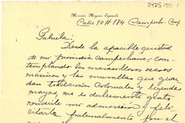 [Carta] [1951?], Campeche, [México] [a] Gabriela [Mistral]