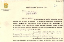 [Carta] 1951 abr. 12, Monterrey, N. L., [México] [a] Gabriela Mistral, Consulado de Chile, Nápoles, Italia