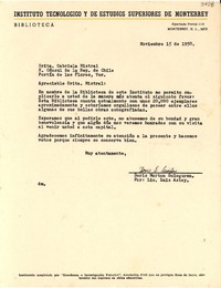 [Carta] 1950 nov. 15, Monterrey, México [a] Gabriela Mistral, Veracruz