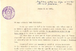 [Carta] 1951 jun. 11, Veracruz, [México] [a] Gabriela Mistral, Cónsul de Chile, Génova, [Italia]