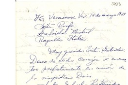 [Carta] 1951 mayo 19, H. Veracruz, [México] [a] Gabriela Mistral, Rapallo, Italia