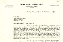 [Carta] 1950 nov. 27, Jalapa, Ver. [a] Gabriela Mistral, Veracruz