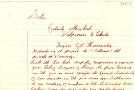 [Carta] 1950, Veracruz [a] Gabriela Mistral