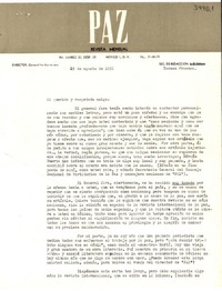 [Carta] 1952 ago 25, México D. F. [a] Gabriela Mistral