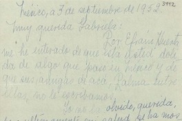 [Carta] 1952 sept. 3, México [a] Gabriela Mistral