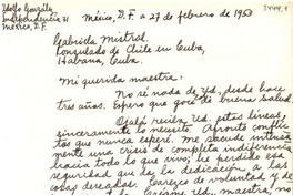 [Carta] 1953 feb. 27, México D.F. [a] Gabriela Mistral, La Habana, Cuba