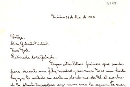 [Carta] 1953 dic. 21, México [a] Gabriela Mistral, New York