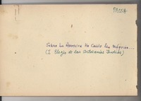 Sobre la América ha caído la máquina _ : (I Elogio de las Artesanías Indias)