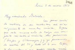 [Carta] 1952 ene. 3, Roma, [Italia] [a] Gabriela [Mistral]