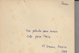 [Una petición para reunir café para Italia]