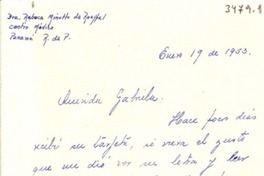 [Carta] 1953 ene. 19, Panamá [a] Gabriela Mistral