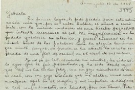 [Carta] 1938 jul. 16, Lima, [Perú] [a] Gabriela Mistral